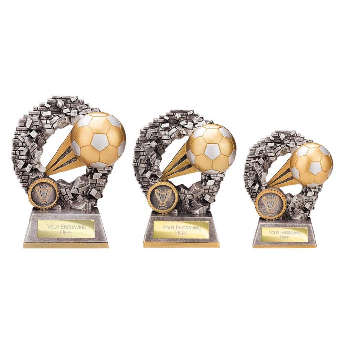 BLAST OUT FOOTBALL RESIN TROPHY - 3 SIZES 12CM - 15.5CM